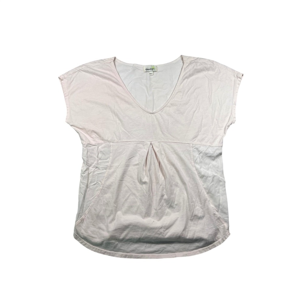 Porridge Womens M Pink Oversized Tunic Top Short Sleeve Curved Hem Boho Casual